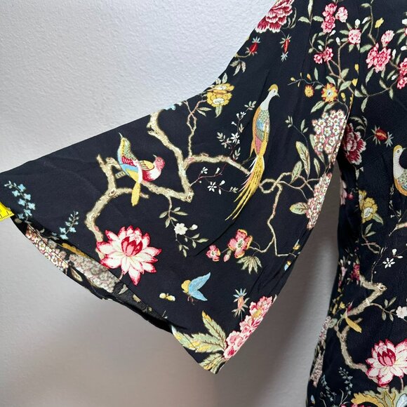 GP & J Baker for H&M Tropical Floral Wallpaper Print Dress  Size 4  Flare Sleeve - Picture 4 of 5